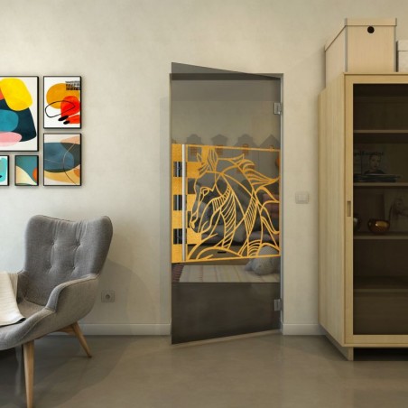 Pendeltür - Fineprint Model 137 Gold auf Grauglas