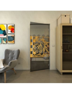 Pendeltür - Fineprint Model 137 Gold auf Grauglas