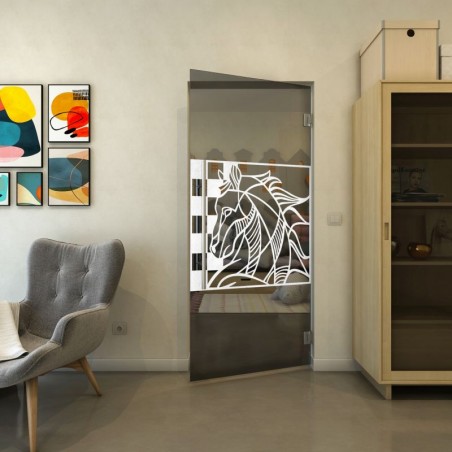 Pendeltür - Fineprint Model 137 Weiss auf Grauglas