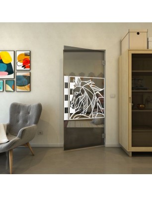 Pendeltür - Fineprint Model 137 Weiss auf Grauglas