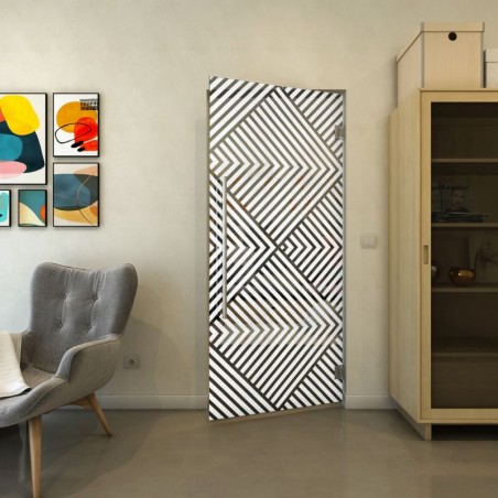 Pendeltür - Fineprint Model 140 Weiss auf Grauglas