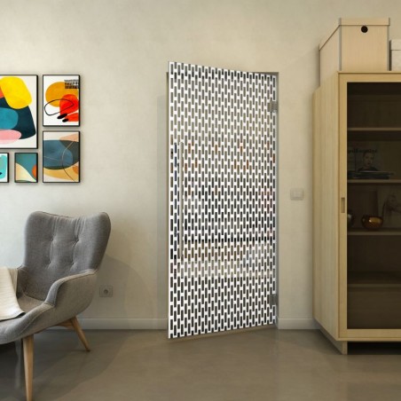 Pendeltür - Fineprint Model 141 Weiss auf Grauglas