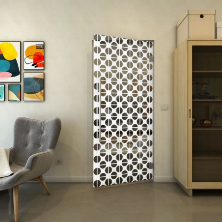 Pendeltür - Fineprint Model 142 Weiss auf Grauglas