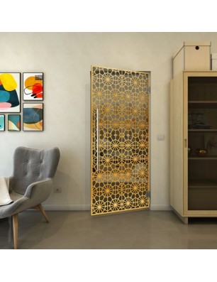 Pendeltür - Fineprint Model 143 Gold auf Grauglas