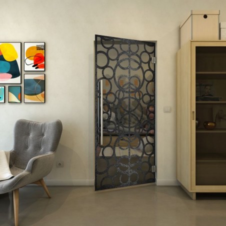 Pendeltür - Fineprint Model 144 Schwarz auf Grauglas