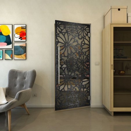 Pendeltür - Fineprint Model 145 Schwarz auf Grauglas