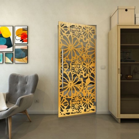 Pendeltür - Fineprint Model 145 Gold auf Grauglas