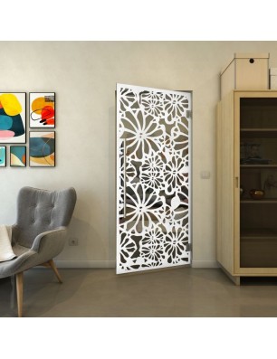 Pendeltür - Fineprint Model 145 Weiss auf Grauglas