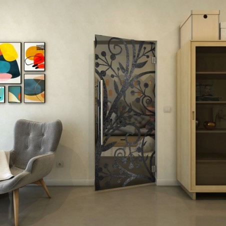 Pendeltür - Fineprint Model 146 Schwarz auf Grauglas