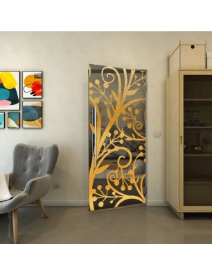 Pendeltür - Fineprint Model 146 Gold auf Grauglas