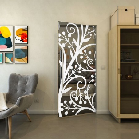 Pendeltür - Fineprint Model 146 Weiss auf Grauglas