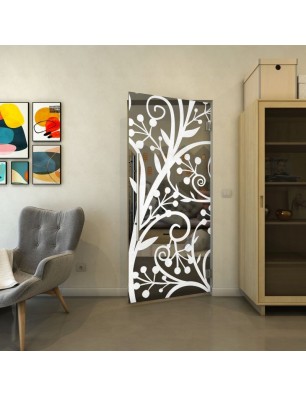 Pendeltür - Fineprint Model 146 Weiss auf Grauglas