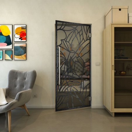 Pendeltür - Fineprint Model 148 Schwarz auf Grauglas