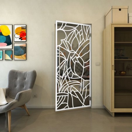 Pendeltür - Fineprint Model 148 Weiss auf Grauglas