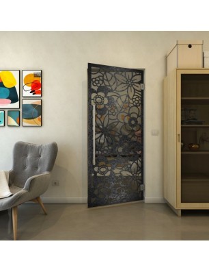 Pendeltür - Fineprint Model 149 Schwarz auf Grauglas