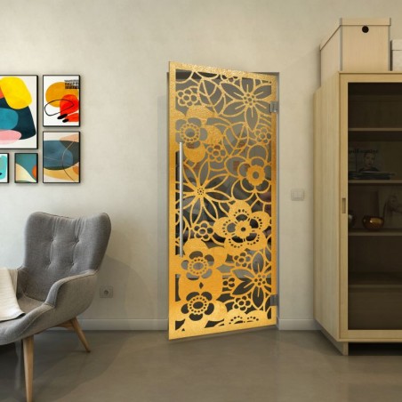 Pendeltür - Fineprint Model 149 Gold auf Grauglas