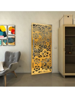 Pendeltür - Fineprint Model 149 Gold auf Grauglas