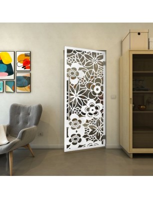 Pendeltür - Fineprint Model 149 Weiss auf Grauglas