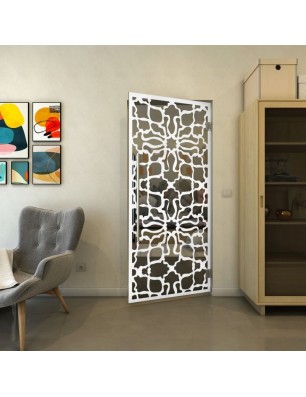 Pendeltür - Fineprint Model 150 Weiss auf Grauglas