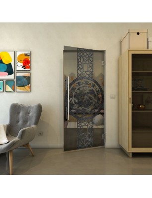 Pendeltür - Fineprint Model 151 Schwarz auf Grauglas