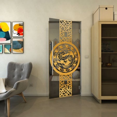 Pendeltür - Fineprint Model 151 Gold auf Grauglas