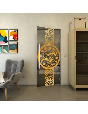 Pendeltür - Fineprint Model 151 Gold auf Grauglas