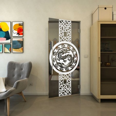 Pendeltür - Fineprint Model 151 Weiss auf Grauglas