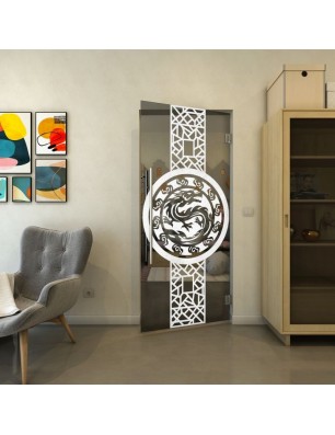 Pendeltür - Fineprint Model 151 Weiss auf Grauglas