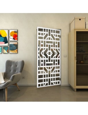 Pendeltür - Fineprint Model 152 Weiss auf Grauglas