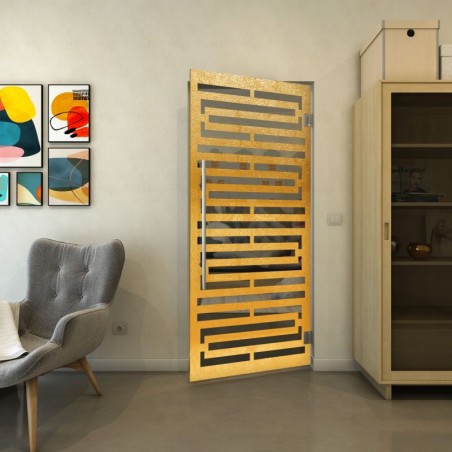 Pendeltür - Fineprint Model 153 Gold auf Grauglas