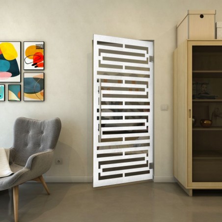 Pendeltür - Fineprint Model 153 Weiss auf Grauglas