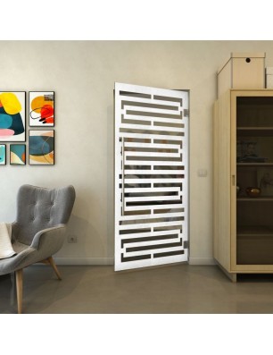 Pendeltür - Fineprint Model 153 Weiss auf Grauglas