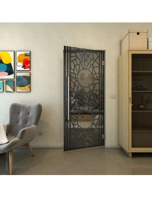 Pendeltür - Fineprint Model 154 Schwarz auf Grauglas