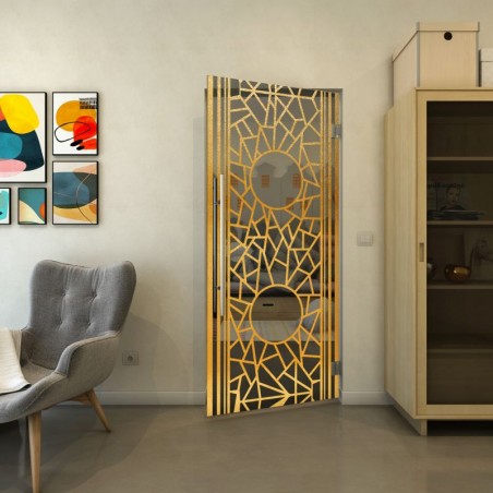 Pendeltür - Fineprint Model 154 Gold auf Grauglas