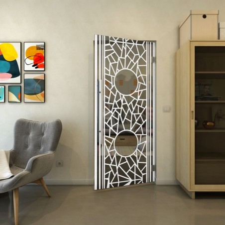 Pendeltür - Fineprint Model 154 Weiss auf Grauglas