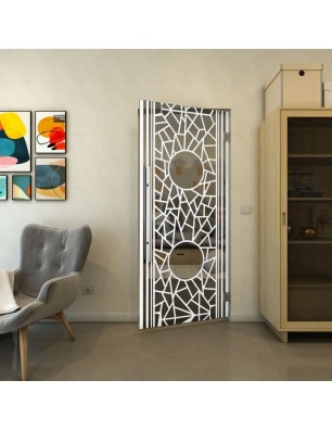 Pendeltür - Fineprint Model 154 Weiss auf Grauglas