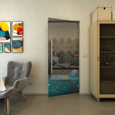 Pendeltür - Fineprint Model 155 Verlauf auf Grauglas