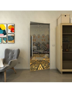 Pendeltür - Fineprint Model 155 Gold auf Grauglas