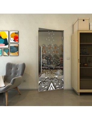 Pendeltür - Fineprint Model 155 Weiss auf Grauglas