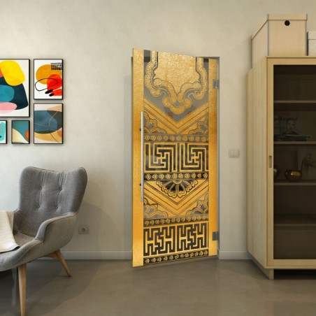 Pendeltür - Fineprint Model 156 Gold auf Grauglas