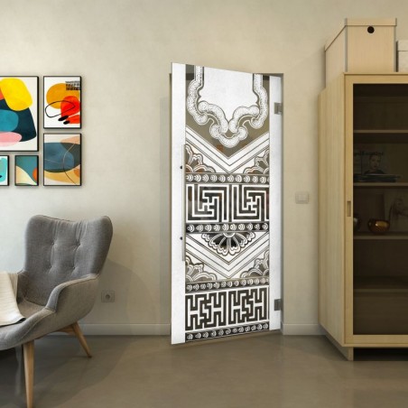 Pendeltür - Fineprint Model 156 Weiss auf Grauglas