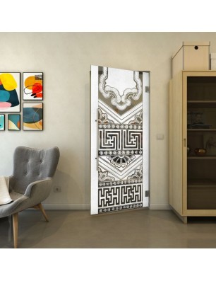 Pendeltür - Fineprint Model 156 Weiss auf Grauglas