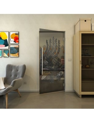 Pendeltür - Fineprint Model 157 Schwarz auf Grauglas