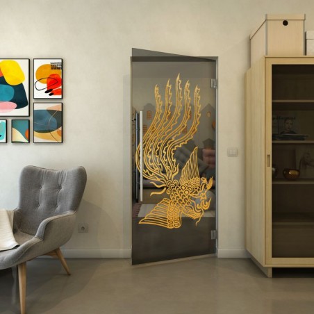 Pendeltür - Fineprint Model 157 Gold auf Grauglas