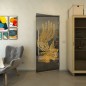 Pendeltür - Fineprint Modell 157 Gold auf Grauglas