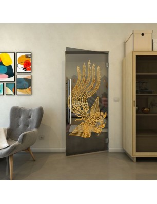 Pendeltür - Fineprint Model 157 Gold auf Grauglas