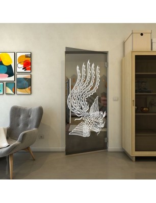 Pendeltür - Fineprint Model 157 Weiss auf Grauglas