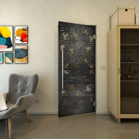 Pendeltür - Fineprint Model 158 Schwarz auf Grauglas