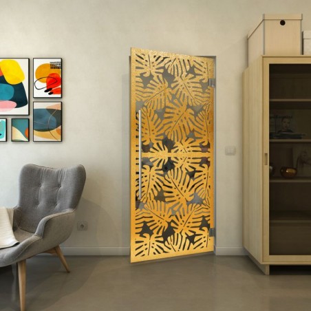 Pendeltür - Fineprint Model 158 Gold auf Grauglas