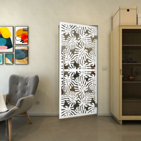 Pendeltür - Fineprint Model 158 Weiss auf Grauglas